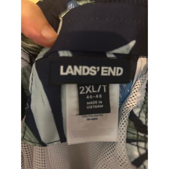 Mens Lands End navy blue/green swimming trunks size 2x - Picture 2 of 3